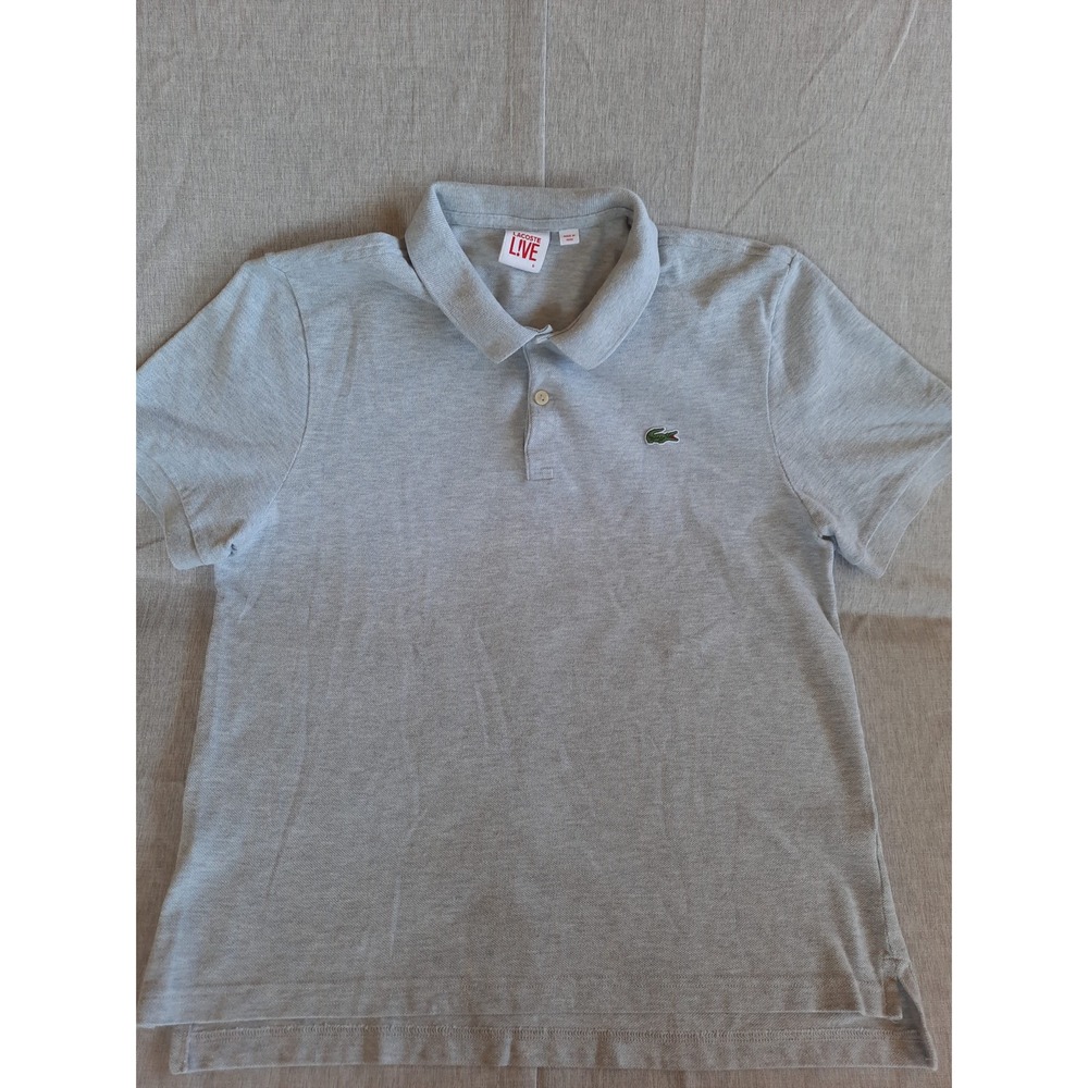 Lacoste‎ Live Men's XL Knit Slit Polo Shirt Short Sleeve Solid Gray Pure Cotton